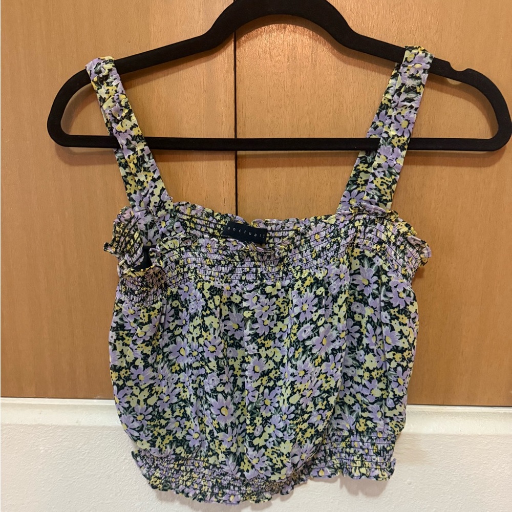 Sanctuary floral crop tank top